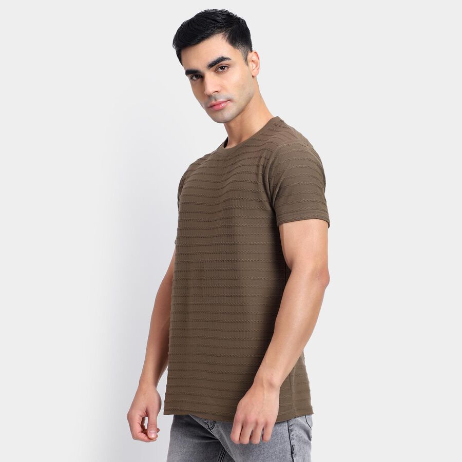 Men's Round Neck Half Sleeves T-Shirt , Khaki, large image number null